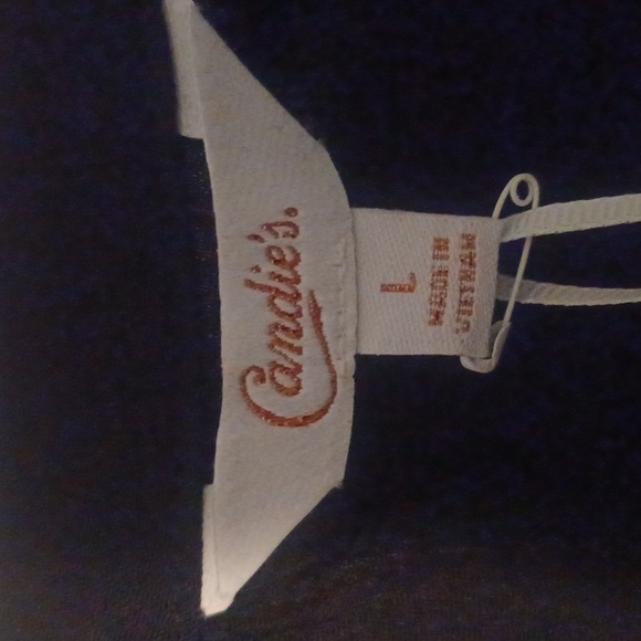 Candies Sheer V-neck Roll-up sleeves ties in front Top Size Large BNWT - Picture 4 of 6